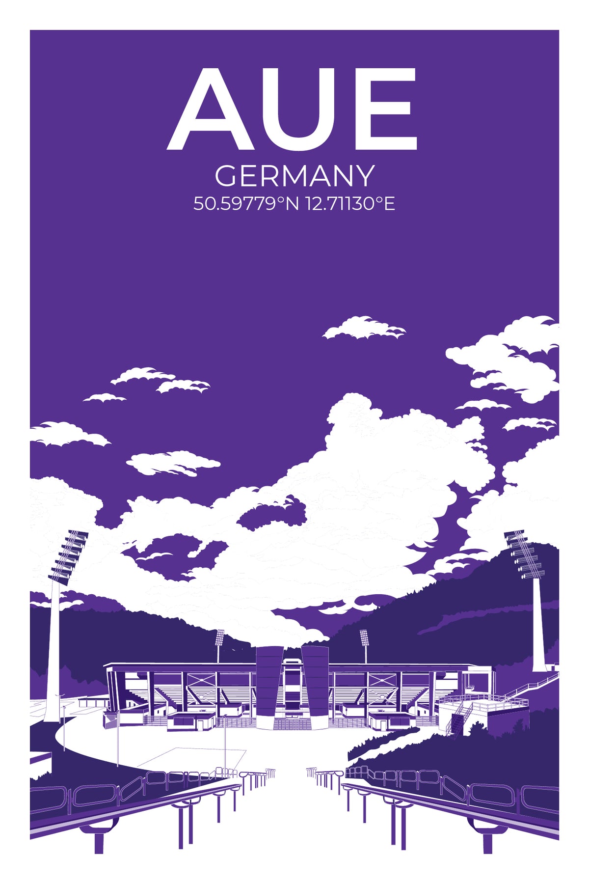Stadion Illustration Poster Aue