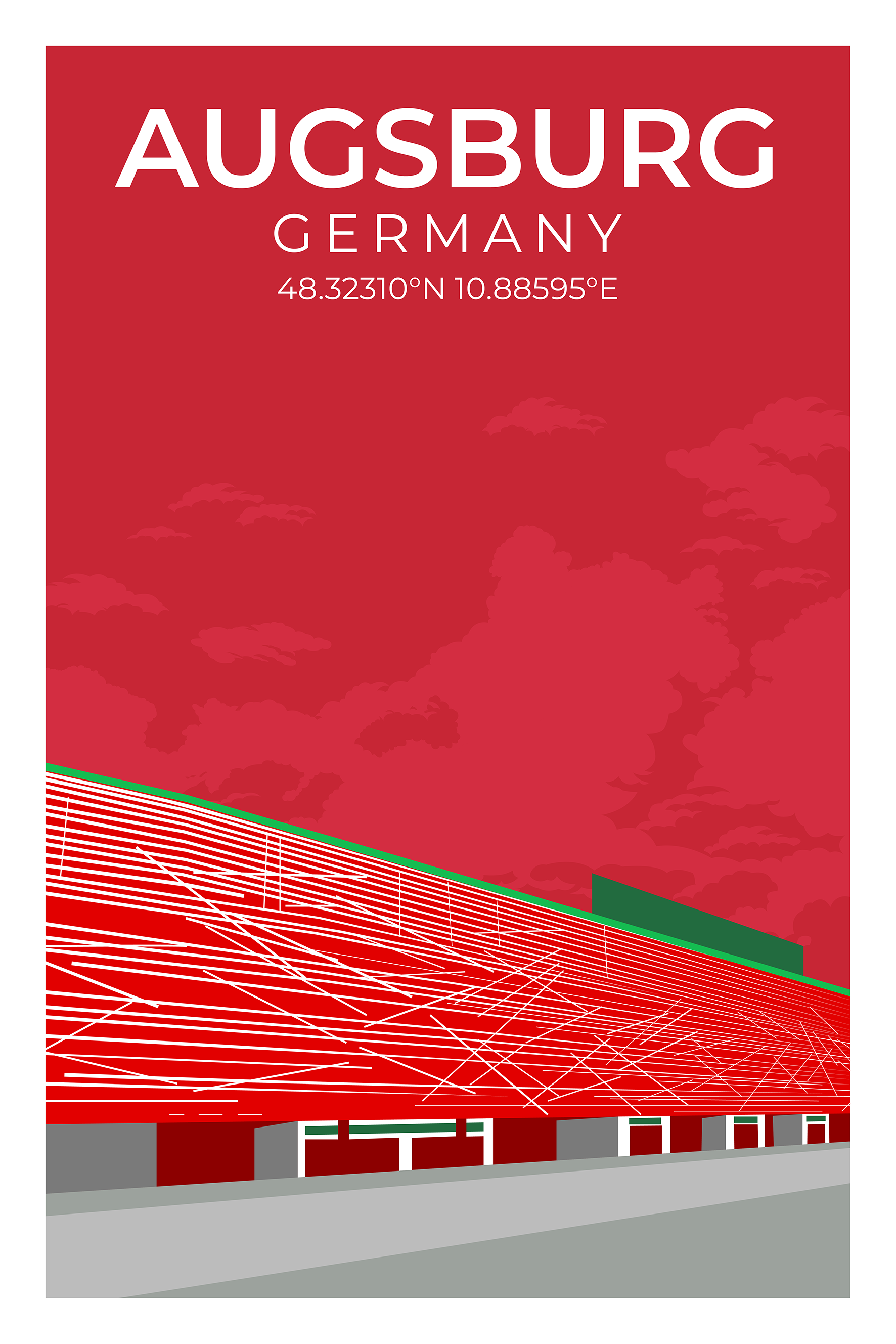 Stadion Illustration Poster Augsburg