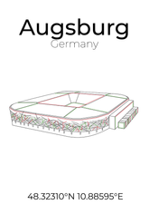 Stadion Poster Augsburg, Line Art Print