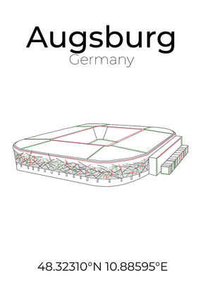 Stadion Poster Augsburg, Line Art Print