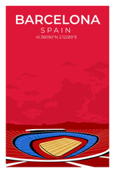 Stadion Illustration Poster Barcelona - Innenansicht