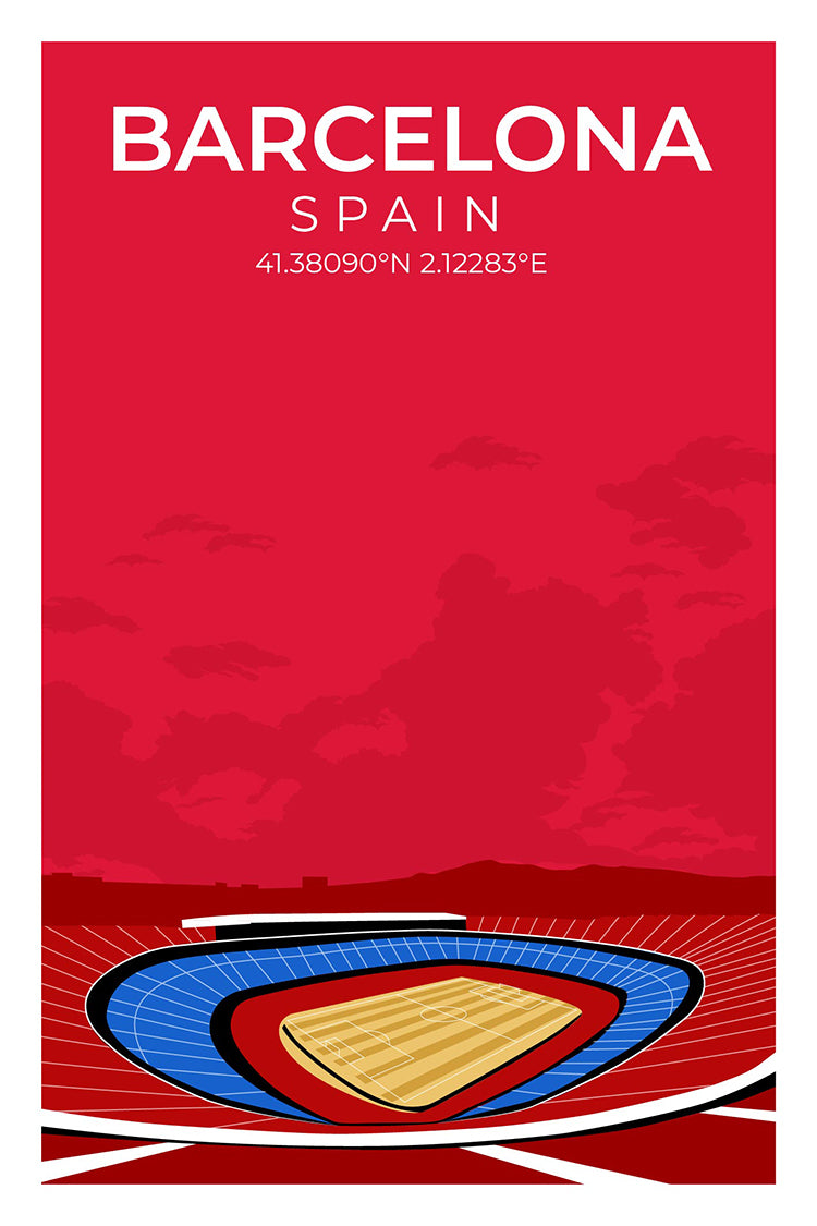 Stadion Illustration Poster Barcelona - Innenansicht