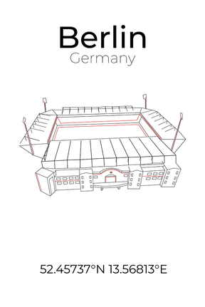 Stadion Poster Berlin, Line Art Print