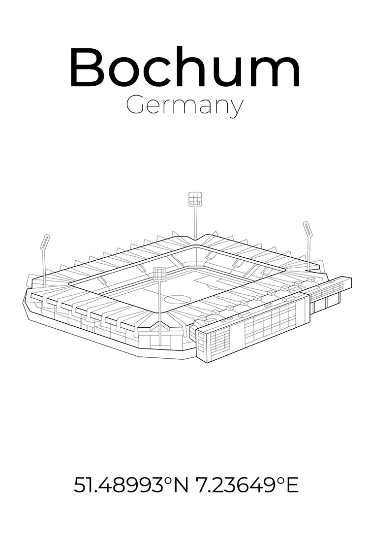 Stadion Poster Bochum, Line Art Print