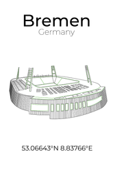 Stadion Poster Bremen, Line Art Print