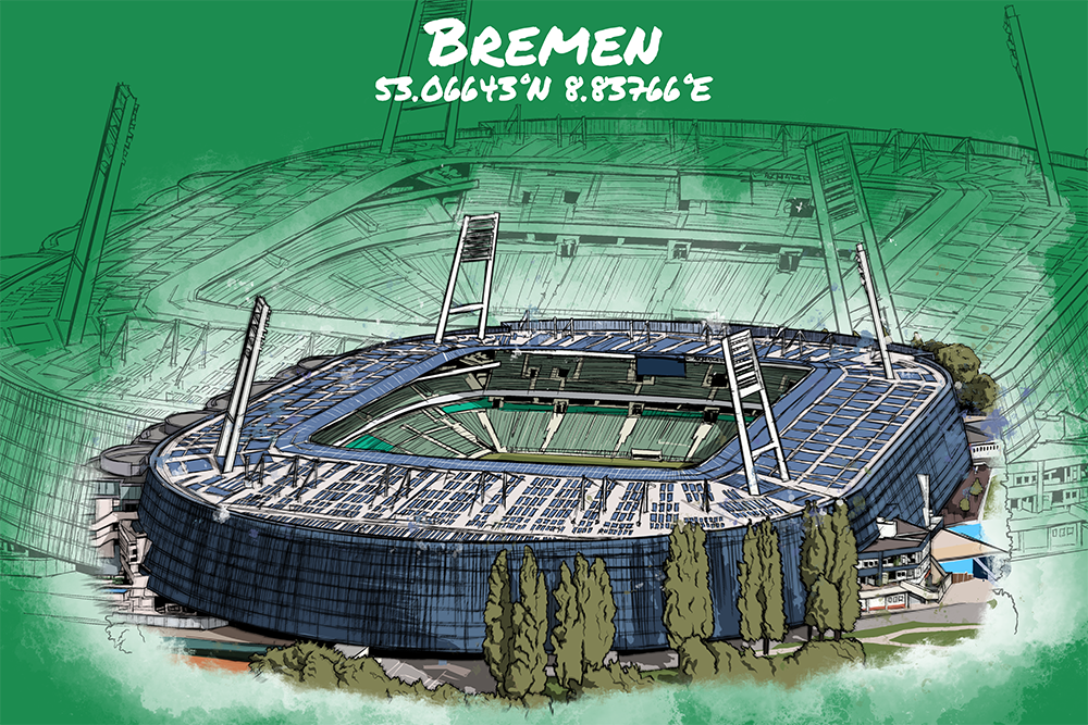 Stadion Poster Bremen Art Print