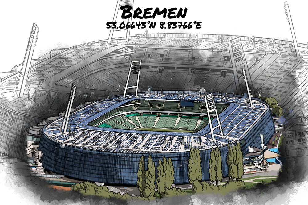 Stadion Poster Bremen Art Print