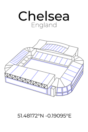 Stadion Poster Chelsea, Line Art Print