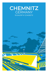 Stadion Illustration Poster Chemnitz
