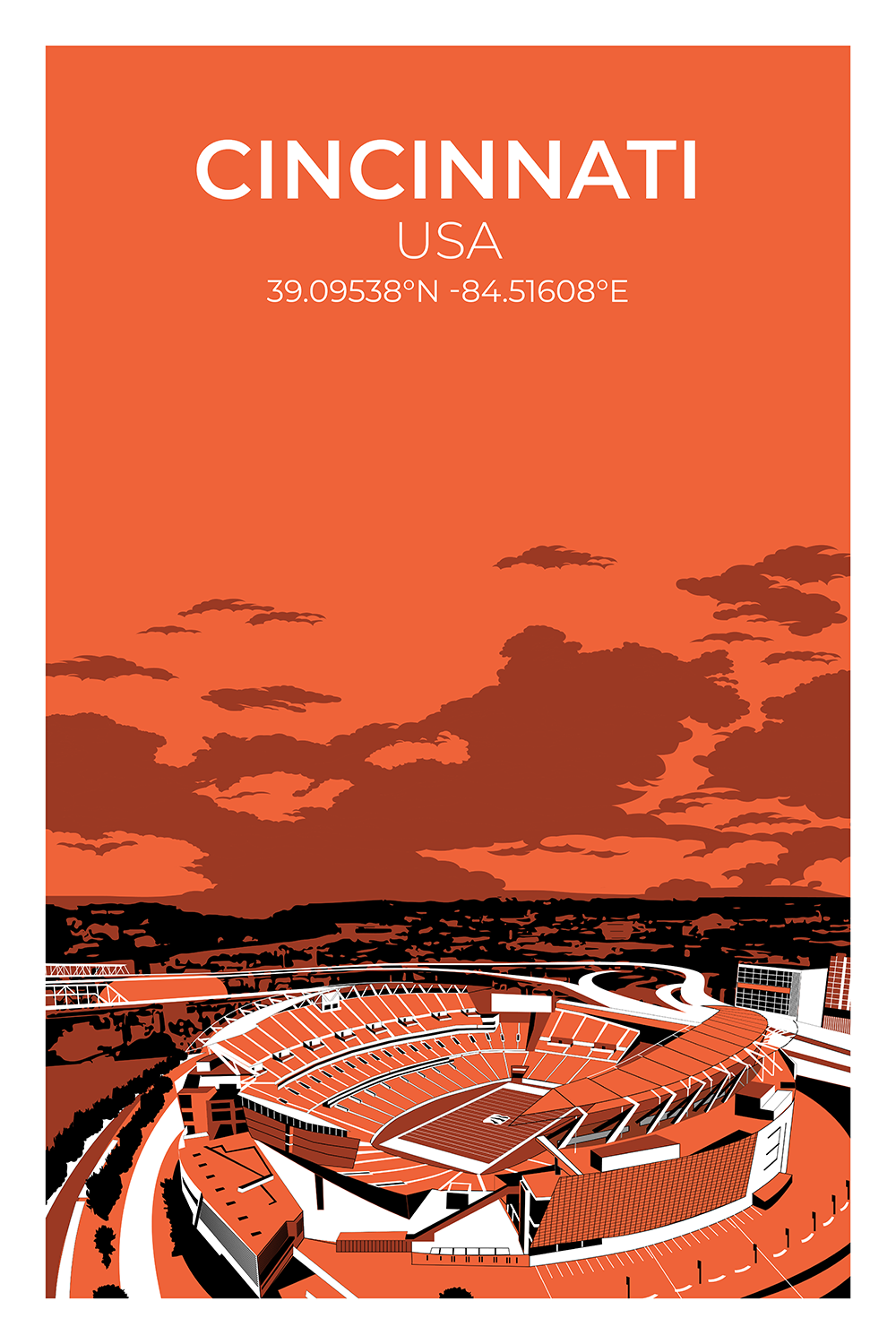 Stadion Illustration Poster Cincinnati