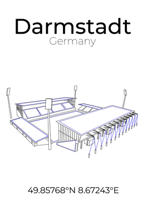 Stadion Poster Darmstadt, Line Art Print