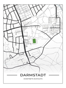 Stadion Poster Darmstadt, Fußball Karte, Fußball Poster