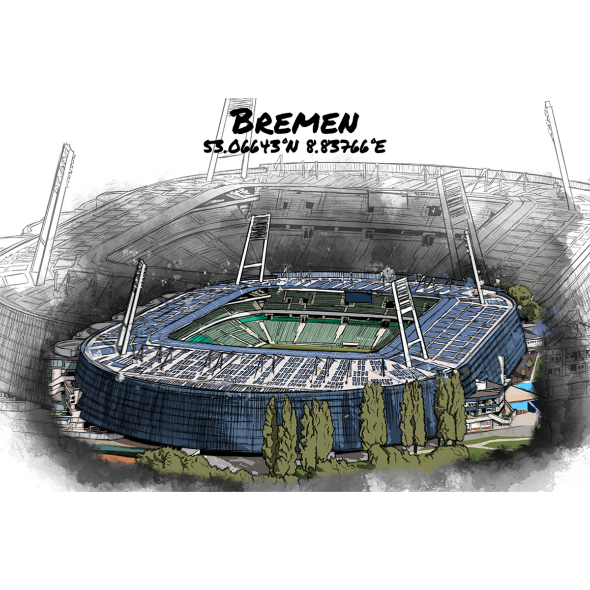 Stadion Poster Bremen Art Print