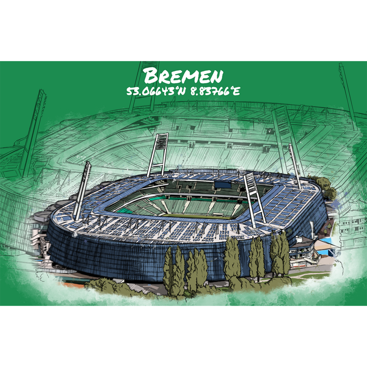 Stadion Poster Bremen Art Print