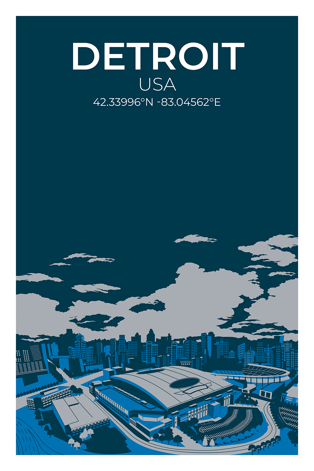 Stadion Illustration Poster Detroit