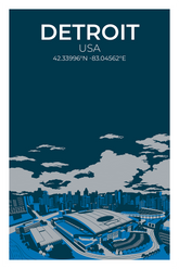Stadion Illustration Poster Detroit