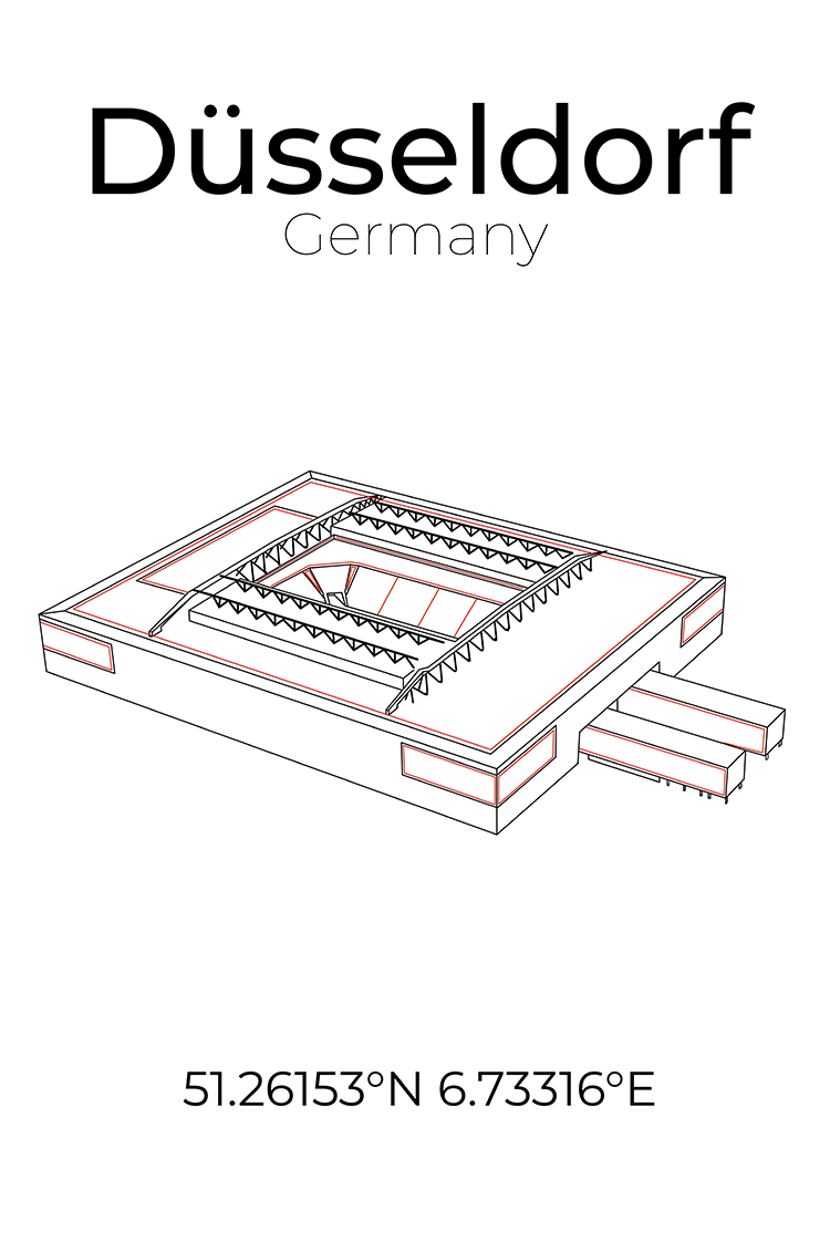 Stadion Poster Düsseldorf, Line Art Print