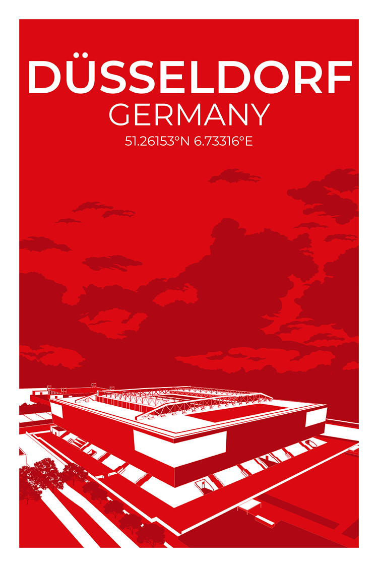 (B-Ware) Stadion Illustration Düsseldorf 30x45 cm ohne Rahmen