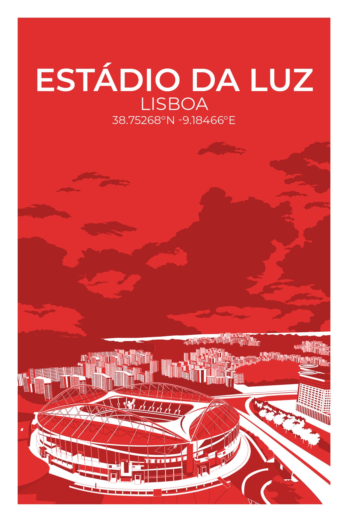 Stadion Illustration Poster Lissabon - Benfica