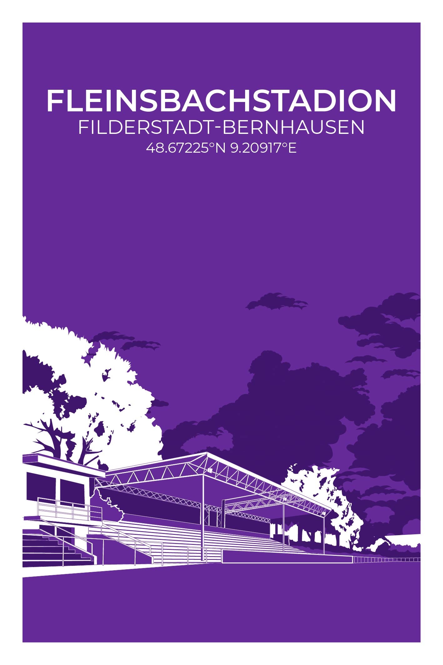 Stadion Illustration Poster Fleinsbachstadion