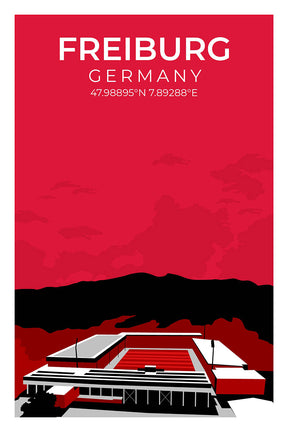 Stadion Illustration Poster Freiburg "Altes Stadion"