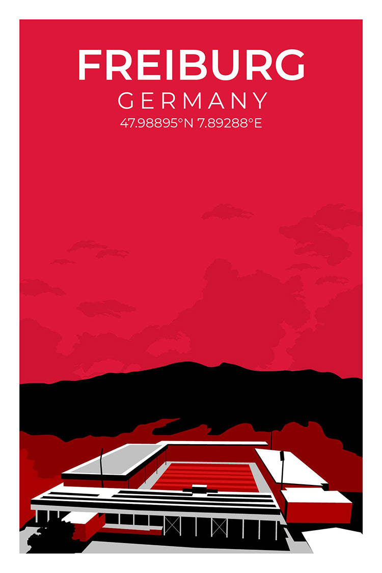 Stadion Illustration Poster Freiburg "Altes Stadion"