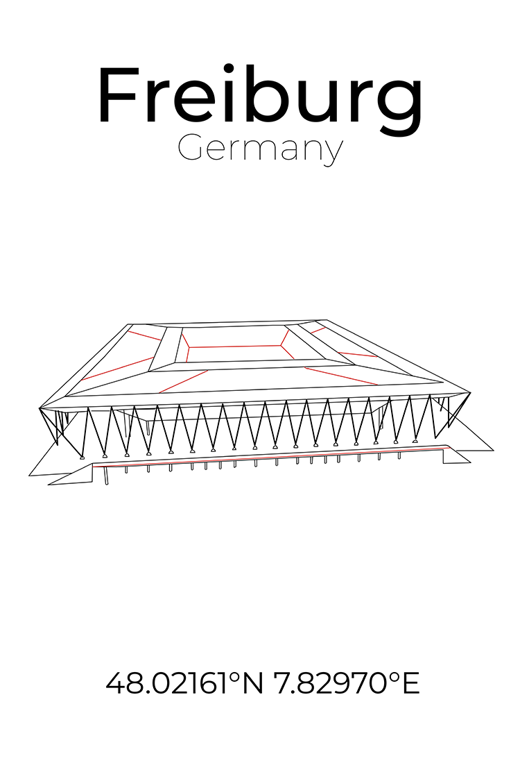 Stadion Poster Freiburg, Line Art Print