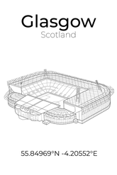 Stadion Poster Glasgow, Line Art Print