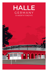 Stadion Illustration Poster Halle