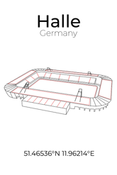 Stadion Poster Halle, Line Art Print