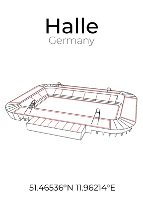 Stadion Poster Halle, Line Art Print