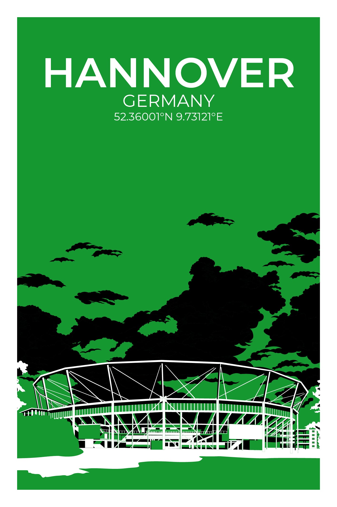(B-Ware) Stadion Illustration Hannover 40x60 cm ohne Rahmen