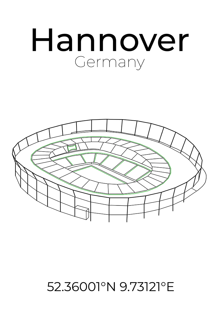 (B-Ware) Stadion Poster Line Art Print Hannover 50x75 cm ohne Rahmen