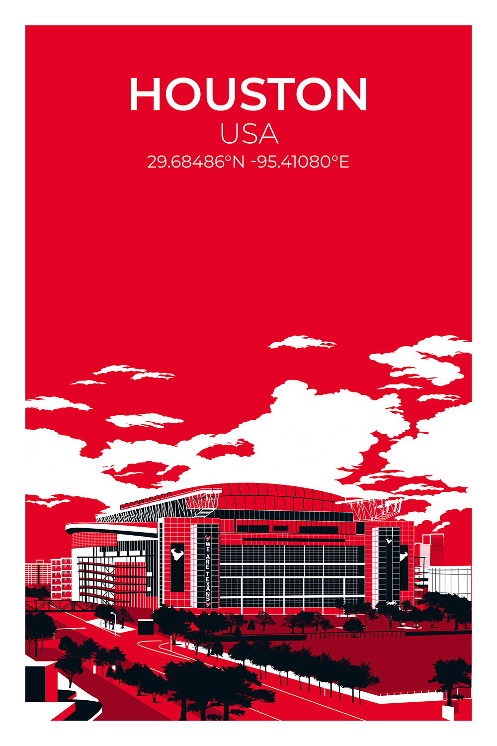Stadion Illustration Poster Houston