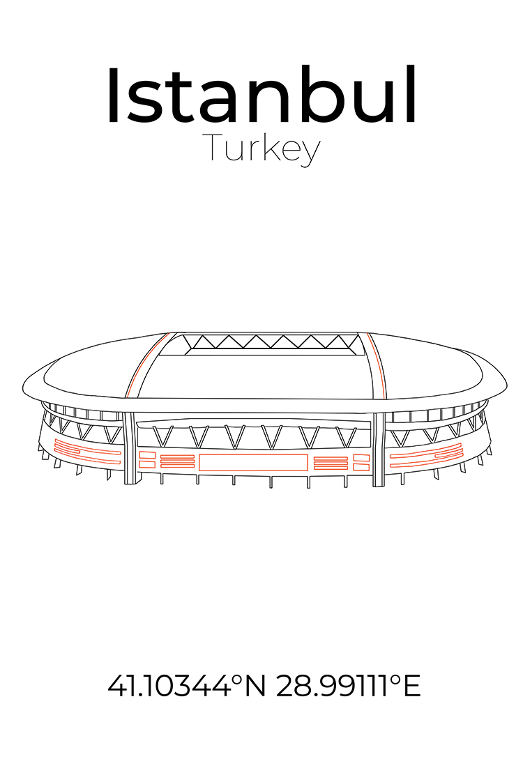 Stadion Poster Istanbul, Line Art Print