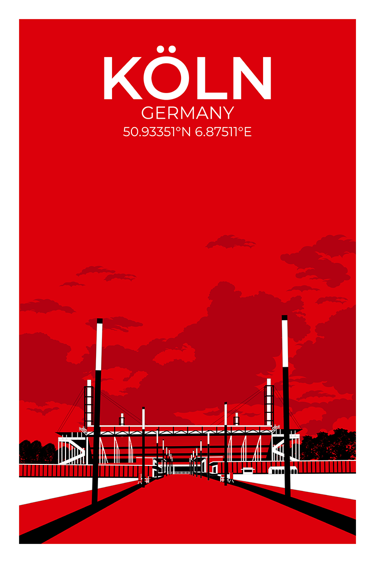 (B-Ware) Stadion Illustration Köln 40x60 cm ohne Rahmen