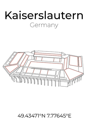 Stadion Poster Kaiserslautern, Line Art Print