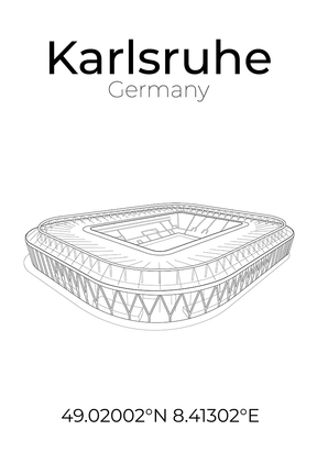 Stadion Poster Karlsruhe, Line Art Print