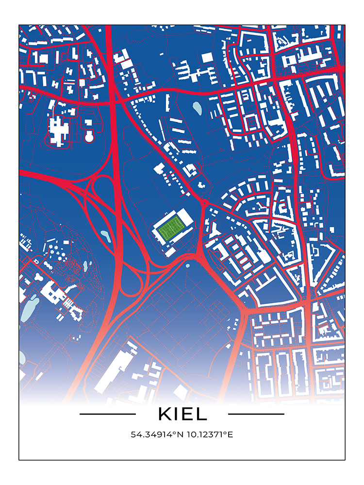 Stadion Poster Kiel, Fußball Karte, Fußball Poster
