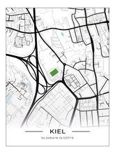 Stadion Poster Kiel, Fußball Karte, Fußball Poster