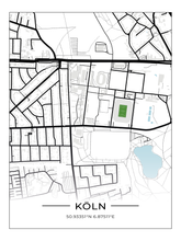 (B-Ware) Stadion Map Köln 80x60 cm ohne Rahmen, weißer Hintergrund