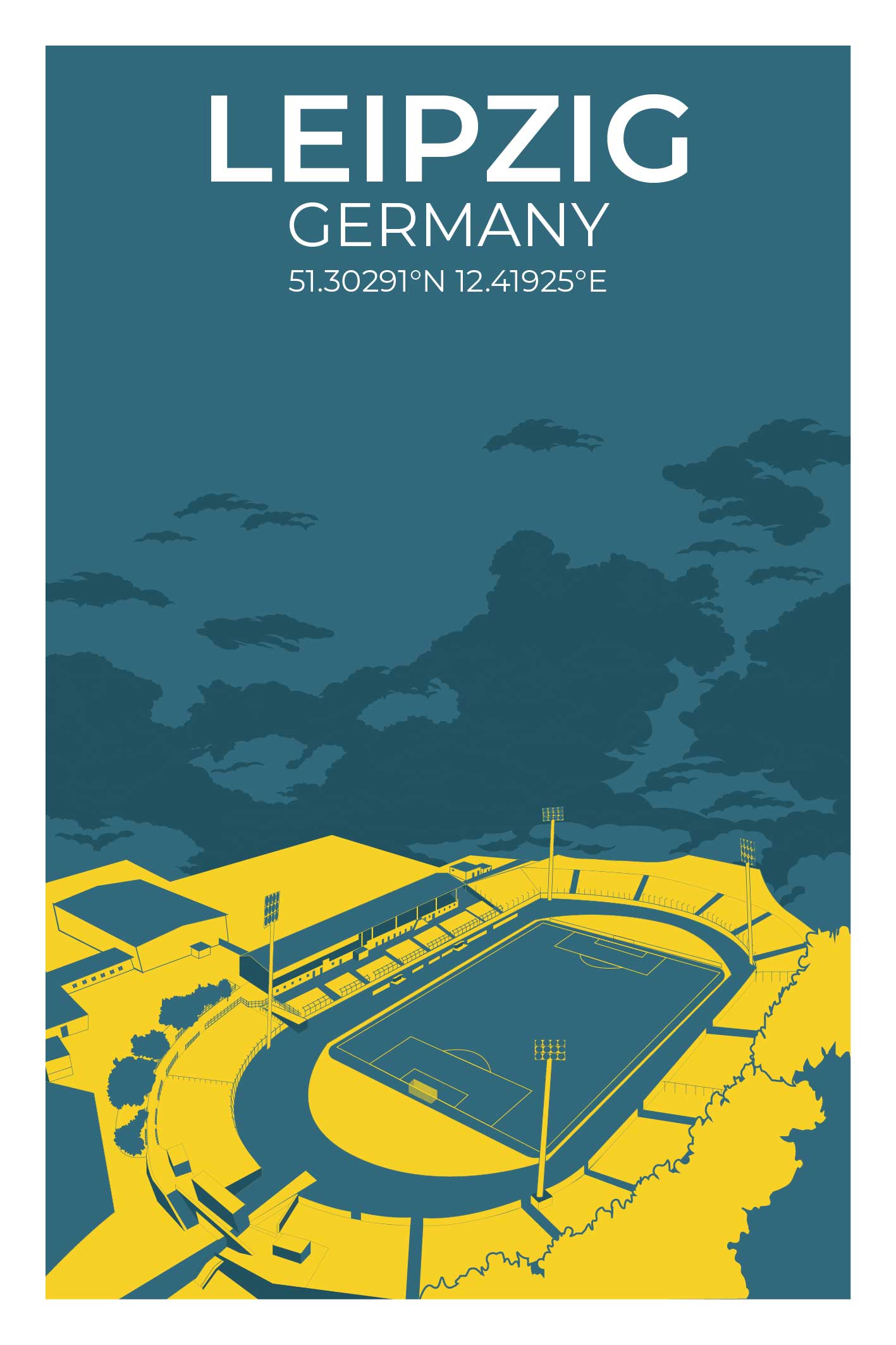 Stadion Illustration Poster Leipzig - Bruno-Plache-Stadion