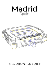 Stadion Poster Madrid, Line Art Print