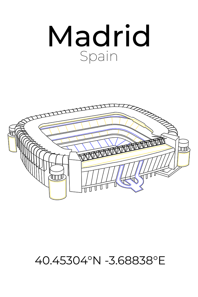 Stadion Poster Madrid, Line Art Print