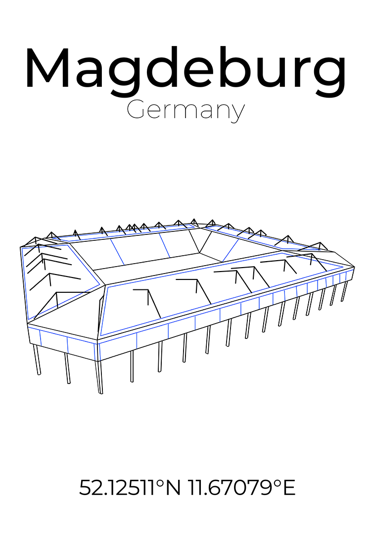 Stadion Poster Magdeburg, Line Art Print