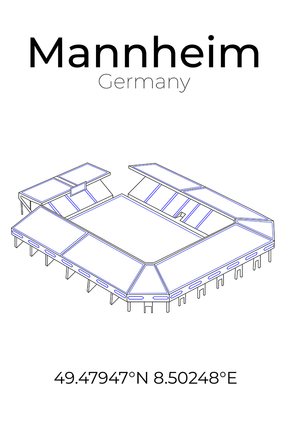 Stadion Poster Mannheim, Line Art Print