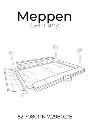 Stadion Poster Meppen, Line Art Print