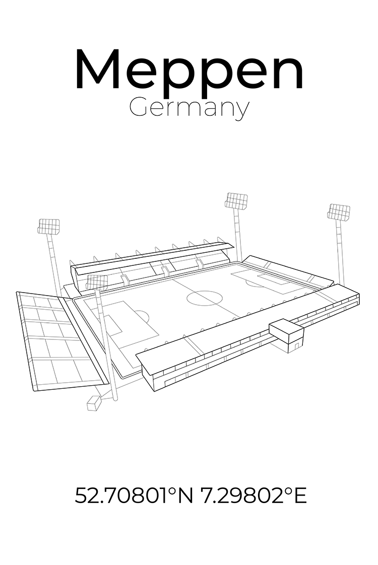Stadion Poster Meppen, Line Art Print