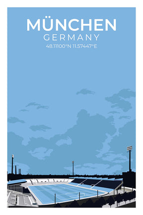 Stadion Illustration Poster München - Grünwalder