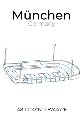 Stadion Poster München - Grünwalder, Line Art Print